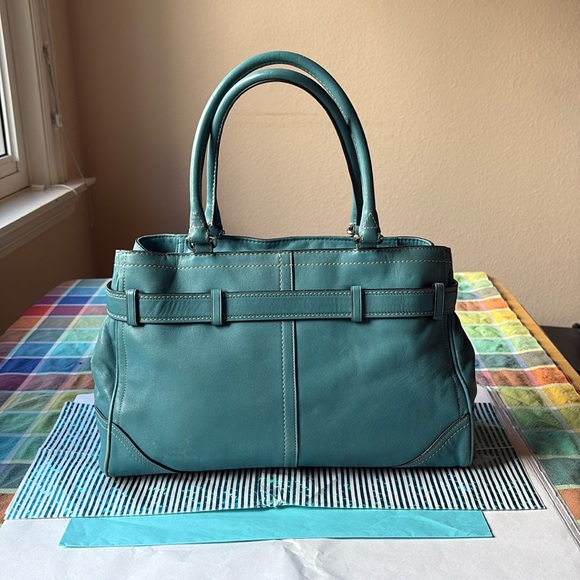💐 COACH BLUE TEAL LEATHER HANDBAG  💐 - Picture 6 of 16